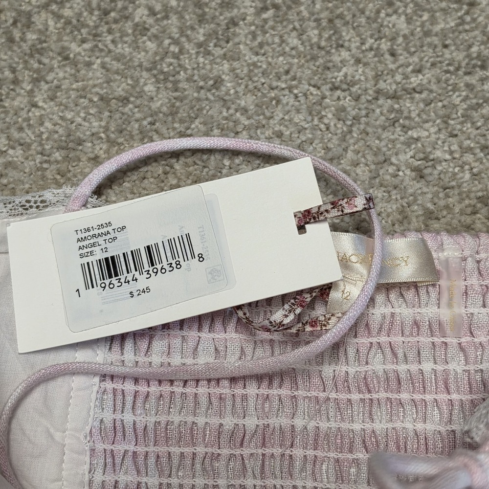 LoveShackFancy Amorana Angel Top Pink Gingham Linen Crop Cami‎ NWT Size 12 $245 - Picture 8 of 10